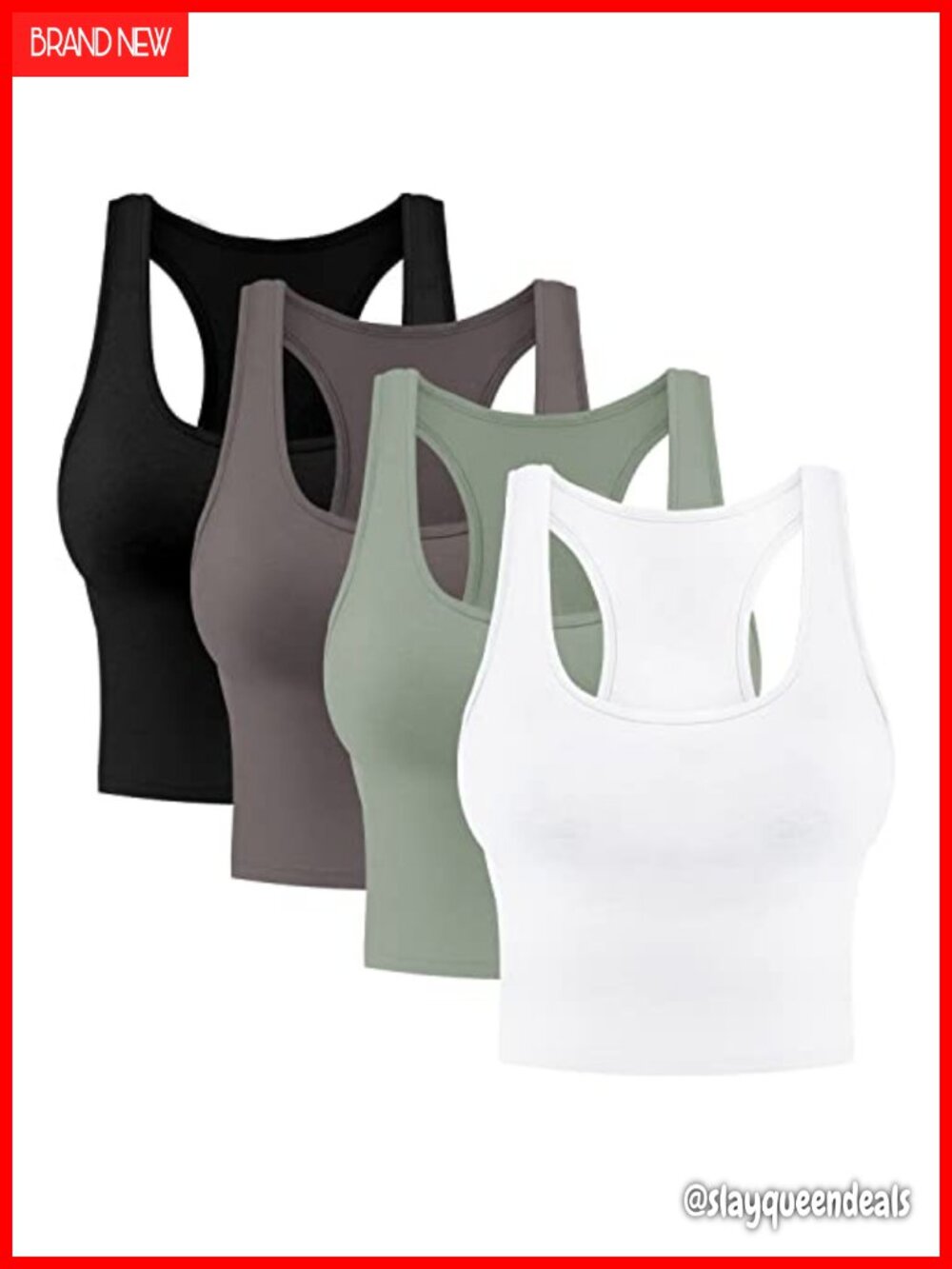 Women's Cotton Spandex Crop Tank Tops Sleeveless Racerback Workout Tops